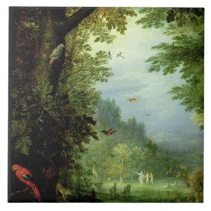 Azulejo Conecte a tierra o el paraíso terrestre, detalle