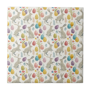Azulejo Conejito de Pascua adorable y patrón de primavera