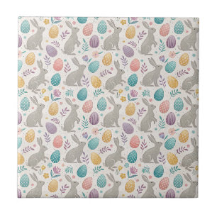 Azulejo Conejito de Pascua adorable y patrón festivo de hu