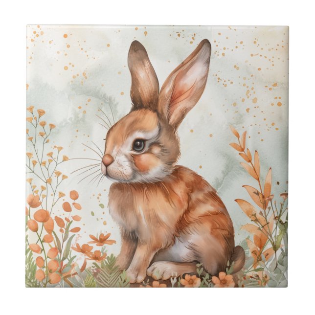 Azulejo Conejito lindo de primavera (Frente)