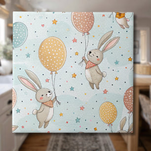 Azulejo Conejitos Lindos Sosteniendo Globos de Huevos Past