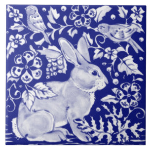 Azulejo Conejo artificial azul conejo animal Delft Dedham 