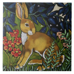 Azulejo Conejo artístico Hare Forest William Morris Style