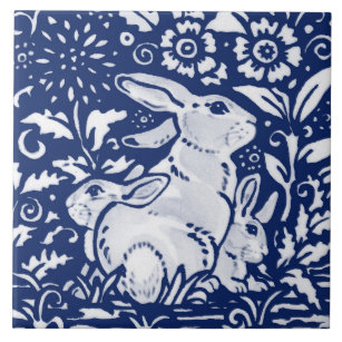 Azulejo Conejo azul de la marina de cobalto Bunny Dedham D