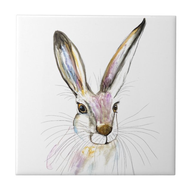 Azulejo Conejo Bunny Hare Floral Animal Willife Cute (Frente)