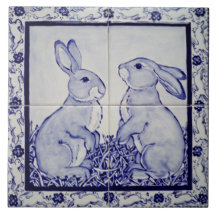 Conejo conejo azul y blanco Dedham Delft Whimsical