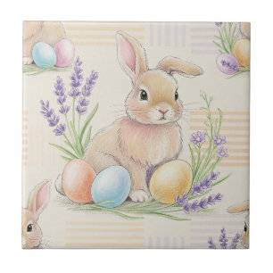Azulejo Conejo de Pascua con huevos Patrón Pastel de Prima
