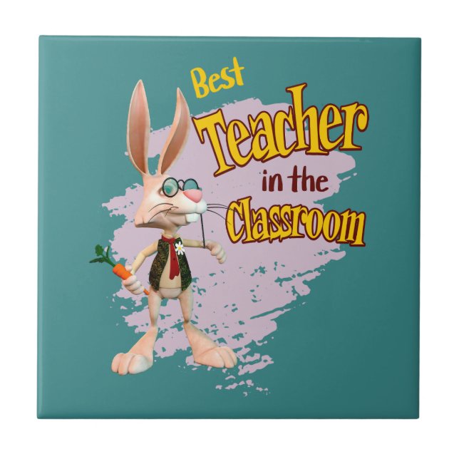 Azulejo Conejo Divertido Mejor Profesor de la Clase (Frente)