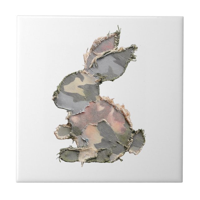 Azulejo Conejo Divertido Parche Crochet Camuflaje Conejo F (Frente)