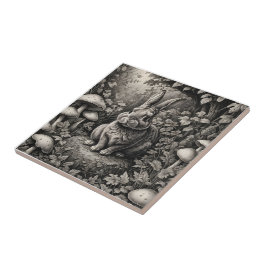 Azulejo Conejo en un jardín de setas