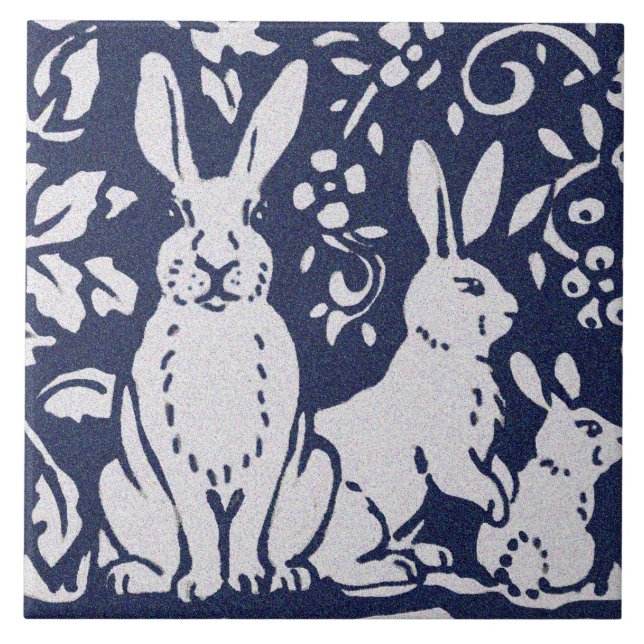 Azulejo Conejo Granito gris azul Piedra Woodland Animal Ar (Frente)