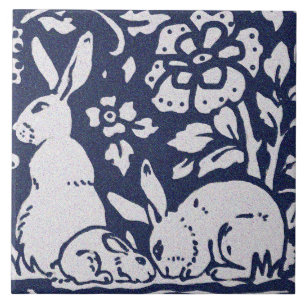 Azulejo Conejo Granito gris azul Piedra Woodland Animal Ar