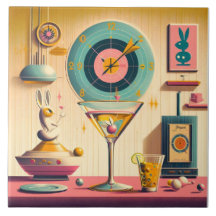 Conejo Martini Futurista Retro Atómico de Medianos
