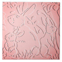 Conejo Ombre Rosa Naturaleza floral Grabado en rel
