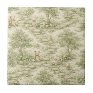 Azulejo Conejo Oso Picnic Floral Jardín Neutral (1)