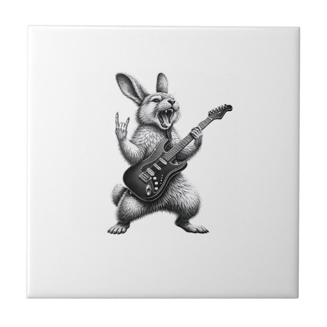 Azulejo Conejo tocando guitarra estrella de rock amante de (Frente)