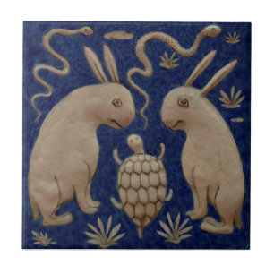 Azulejo Conejo Tortuga Serpiente Antiguo Repro Persa