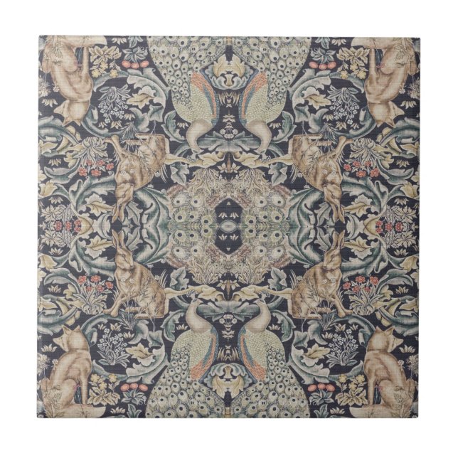 Azulejo Conejo William Morris, Peacock y Fox (Frente)