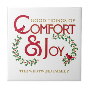 Azulejo Confort y alegría del verde rojo para los Navidade