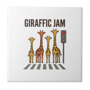 Azulejo Congestión Giraffic divertido cruce de jirafas vec