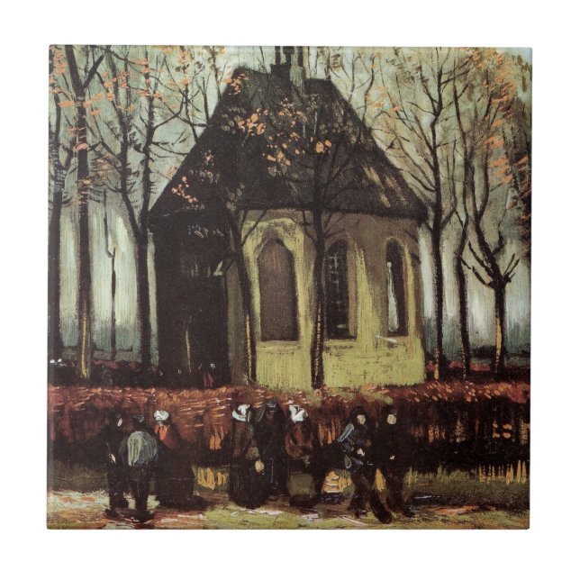 Azulejo Congregación en Church, Nuenen de Vincent van Gogh (Frente)