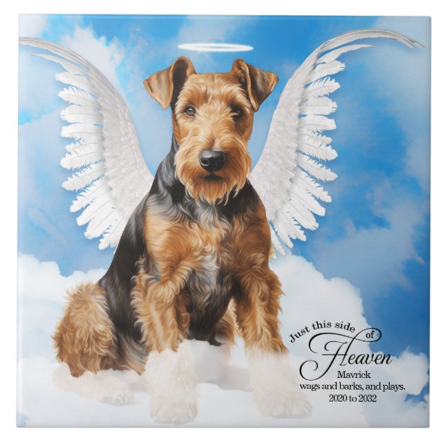 Azulejo Conmemoración del Mascota personalizado Airedale T (Frente)