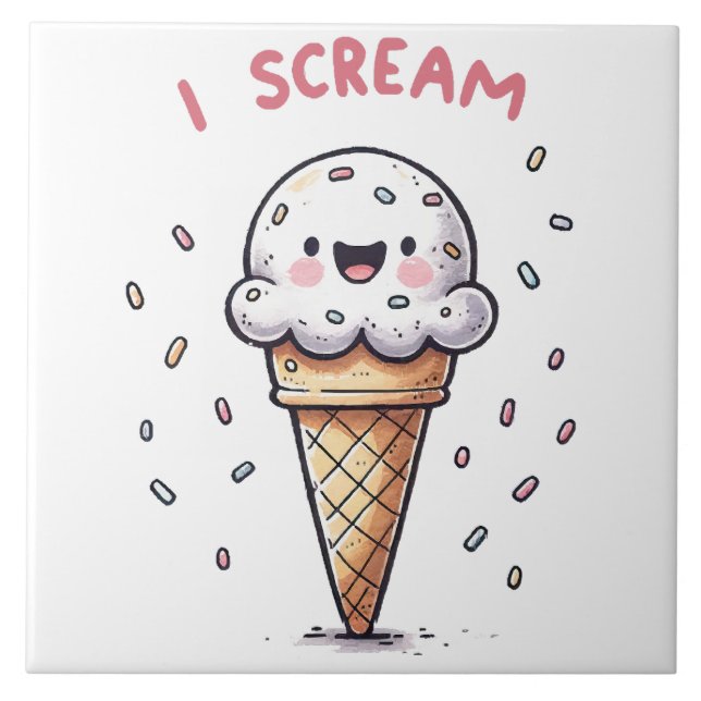 Azulejo Cono de helado I Scream con grageas (Frente)