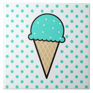 Azulejo Cono de helado verde turquesa