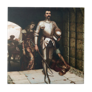 Azulejo "Conquista" Pintura medieval de Edmund Blair Leigh