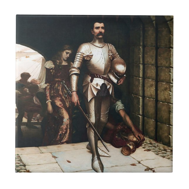 Azulejo "Conquista" Pintura medieval de Edmund Blair Leigh (Frente)