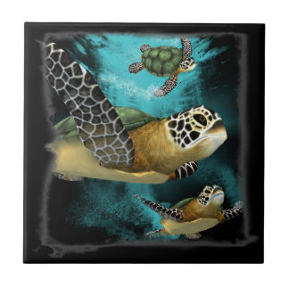Azulejo Conservación de la vida marina de las tortugas mar