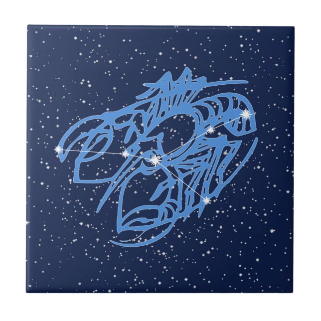 Azulejo Constelación de cáncer y Rótulo solar con estrella (Frente)