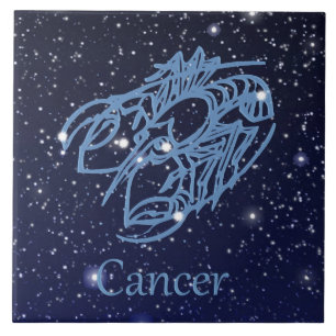 Azulejo Constelación de Cáncer y signo del zodiaco con est
