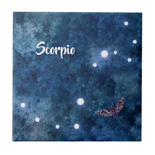 Azulejo Constelación de Escorpio Azul de Boho