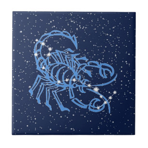 Azulejo Constelación de Escorpio y signo solar con estrell