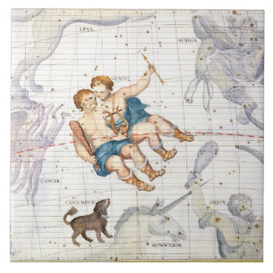 Azulejo Constelación de géminis con el menor de Canis,