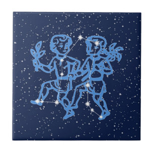 Azulejo Constelación de Géminis y Rótulo de sol con mosaic