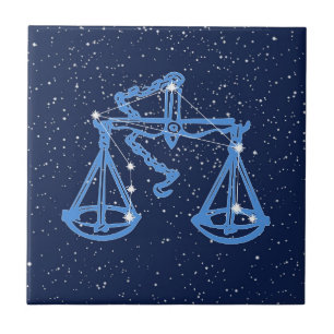 Azulejo Constelación de Libra y Rótulo con Stars Ceramic T