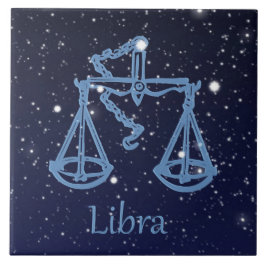 Azulejo Constelación de Libra y Rótulo Zodiaco con estrell