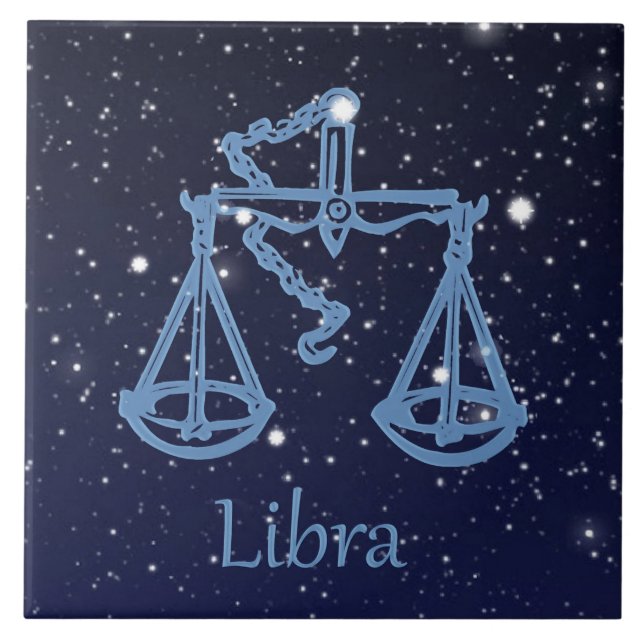 Azulejo Constelación de Libra y Rótulo Zodiaco con estrell (Frente)