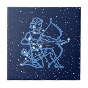 Azulejo Constelación de Sagittarius y Rótulo de sol con es