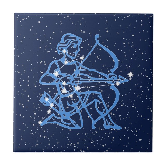 Azulejo Constelación de Sagittarius y Rótulo de sol con es (Frente)