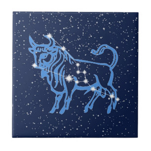 Azulejo Constelación de Tauro y signo solar con estrellas