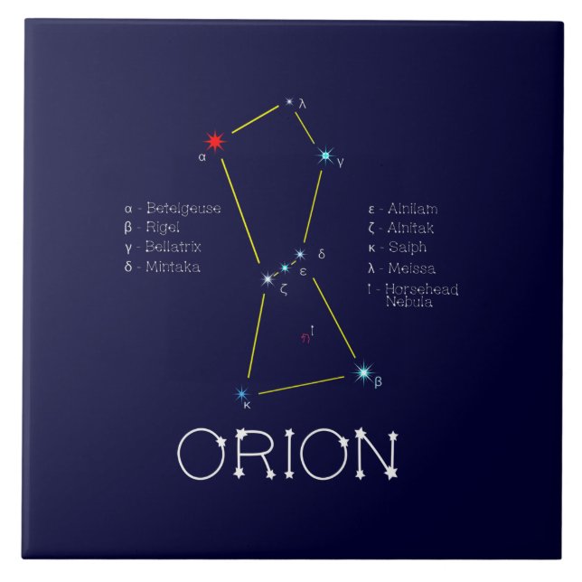 Azulejo Constelación del hemisferio norte Orion (Frente)