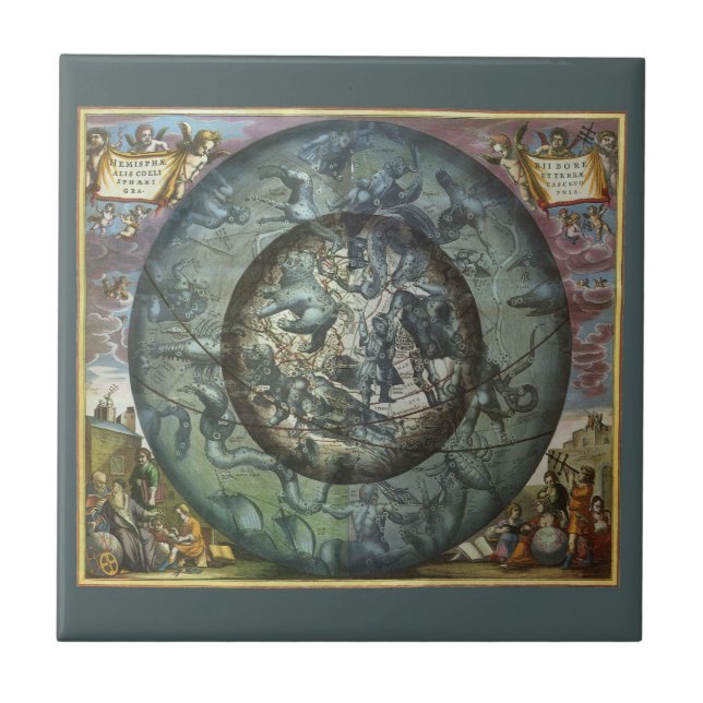 Azulejo Constelación del Norte Vintage Astronomía Celeste (Frente)