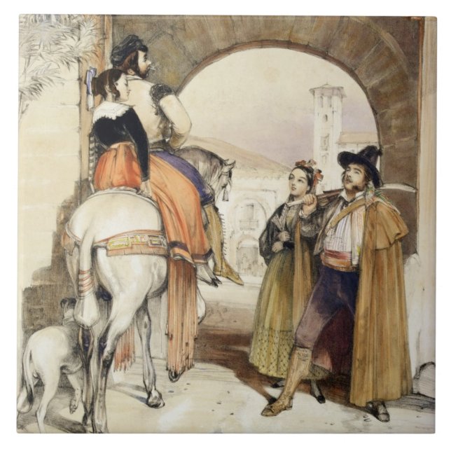 Azulejo Contrabandistas, de "bosquejos de España", graba (Frente)