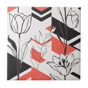 Azulejo Contraste floral geométrico moderno