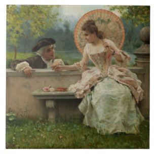 Azulejo Conversación romántica en el parque