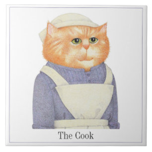 Azulejo COOK CAT 6" Cuadrado Tile Cerámico + Texto