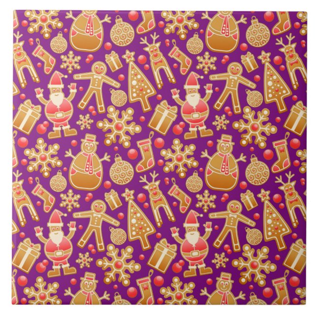 Azulejo Cookies de los Navidades de pan de jengibre de San (Frente)